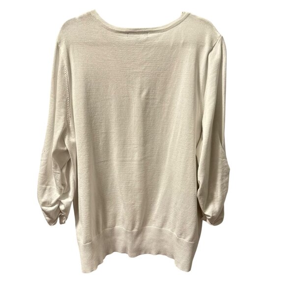 Tint & Shadow Womens V-Neck Cardigan Sz 3X White sweater - Picture 12 of 12